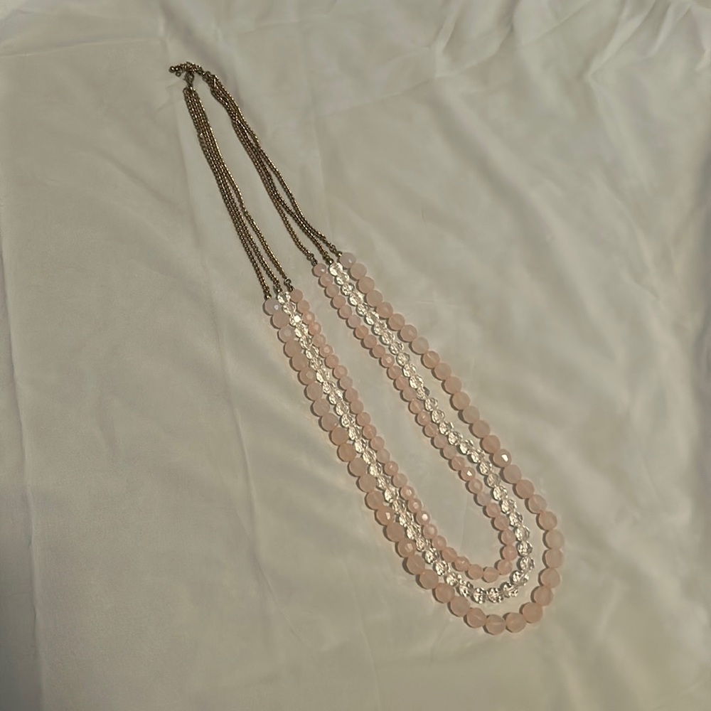 Pink and Clear Beaded Necklace